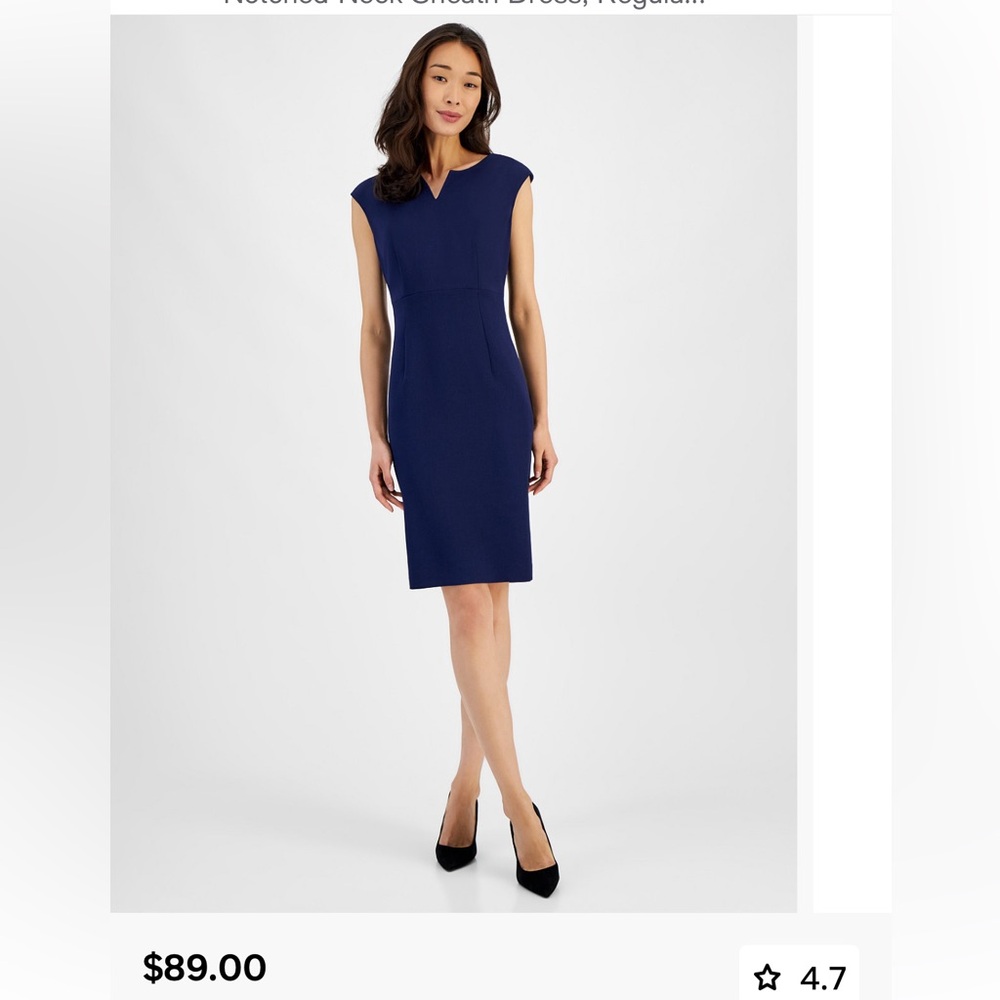 NWT $89 Kasper Elegant Navy Blue Women's Dress